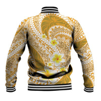 Plumeria Polynesian Gold Glitter Pattern Baseball Jacket