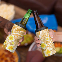 Plumeria Polynesian Gold Glitter Pattern 4 in 1 Can Cooler Tumbler