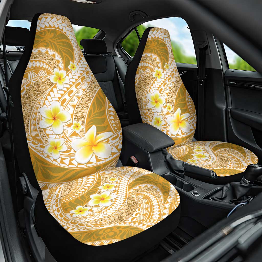 Plumeria Polynesian Gold Glitter Pattern Car Seat Cover LT01 One Size Gold - Polynesian Pride