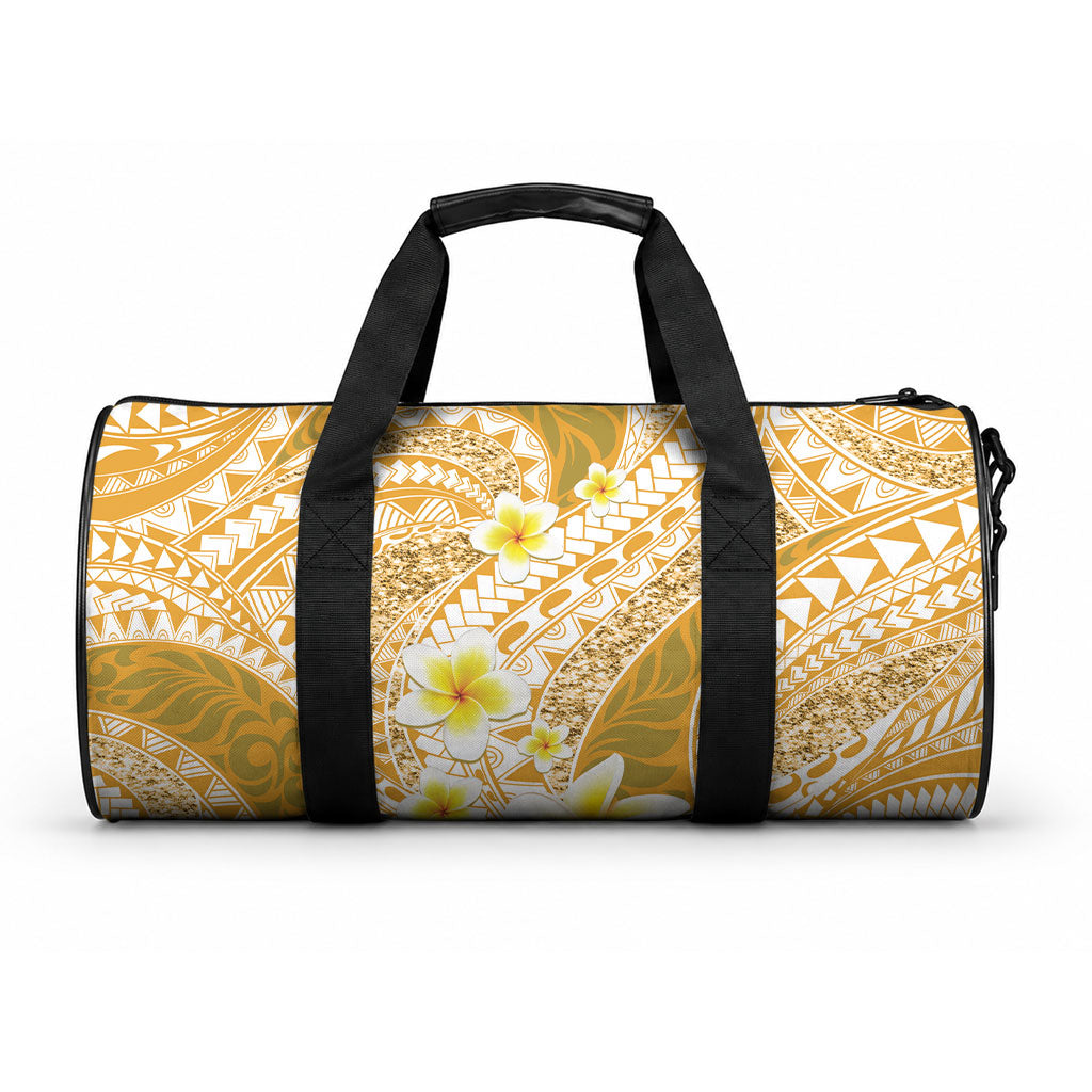 Plumeria Polynesian Gold Glitter Pattern Duffle Bag LT01 One size Gold - Polynesian Pride