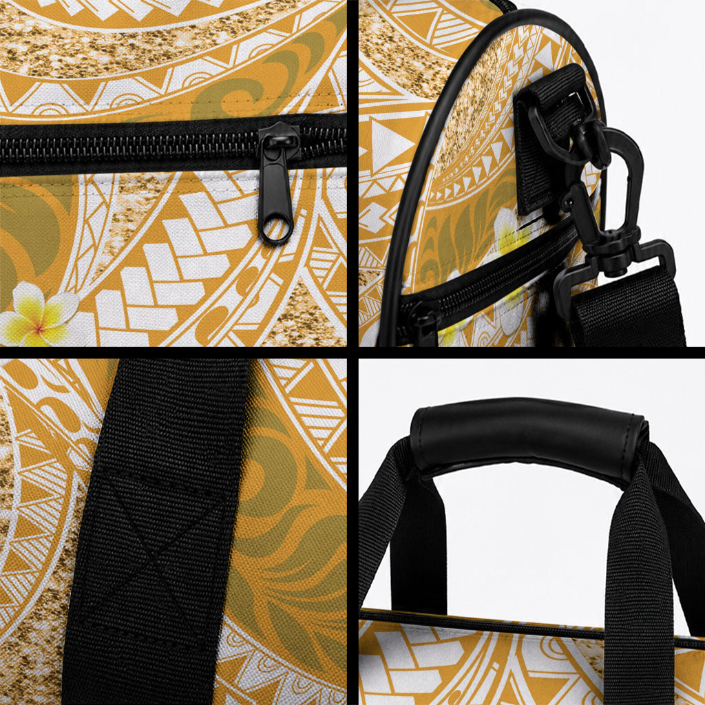 Plumeria Polynesian Gold Glitter Pattern Duffle Bag LT01 - Polynesian Pride