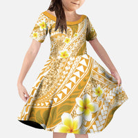 Plumeria Polynesian Gold Glitter Pattern Family Matching Tank Maxi Dress and Hawaiian Shirt