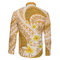 Plumeria Polynesian Gold Glitter Pattern Family Matching Tank Maxi Dress and Hawaiian Shirt