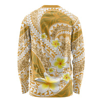 Plumeria Polynesian Gold Glitter Pattern Long Sleeve Shirt