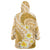 Plumeria Polynesian Gold Glitter Pattern Wearable Blanket Hoodie