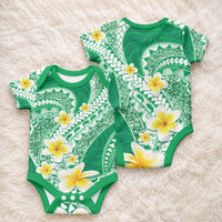 Plumeria Polynesian Green Glitter Pattern Baby Onesie LT01 - Polynesian Pride