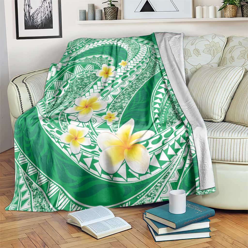 Plumeria Polynesian Green Glitter Pattern Blanket LT01 Green - Polynesian Pride