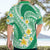 Plumeria Polynesian Green Glitter Pattern Hawaiian Shirt
