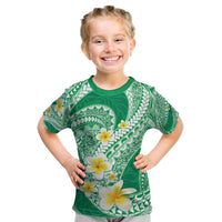 Plumeria Polynesian Green Glitter Pattern Kid T Shirt