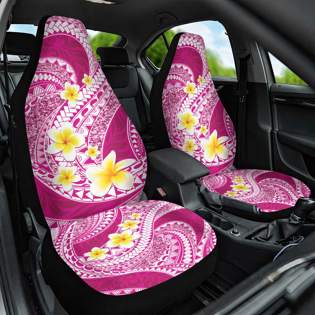 Plumeria Polynesian Pink Glitter Pattern Car Seat Cover LT01 One Size Pink - Polynesian Pride