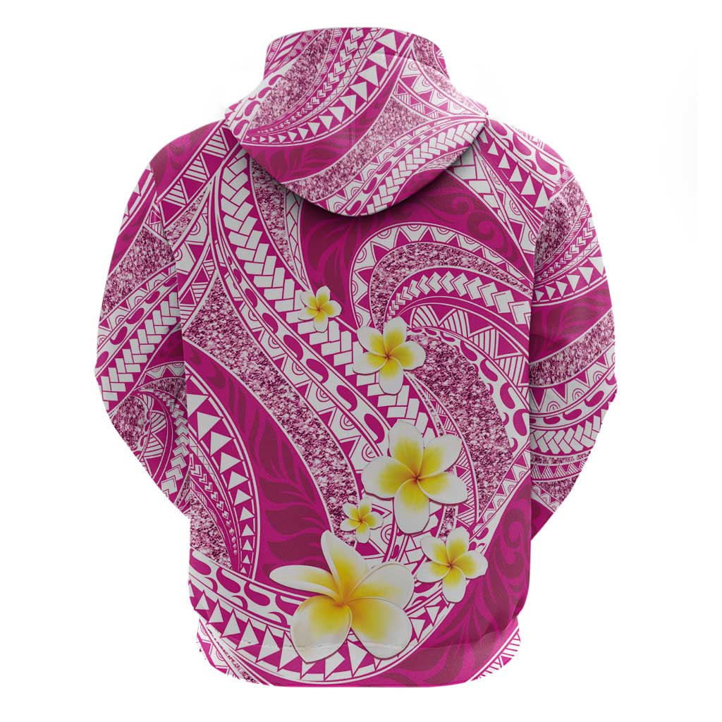 Plumeria Polynesian Pink Glitter Pattern Hoodie
