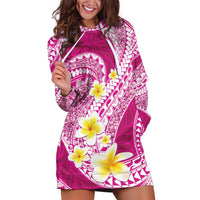 Plumeria Polynesian Pink Glitter Pattern Hoodie Dress