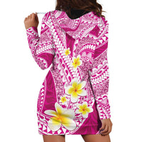 Plumeria Polynesian Pink Glitter Pattern Hoodie Dress