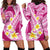 Plumeria Polynesian Pink Glitter Pattern Hoodie Dress
