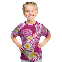 Plumeria Polynesian Pink Glitter Pattern Kid T Shirt