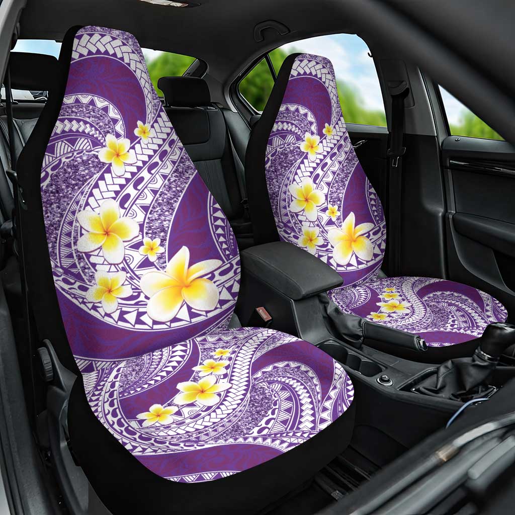 Plumeria Polynesian Purple Glitter Pattern Car Seat Cover LT01 One Size Purple - Polynesian Pride