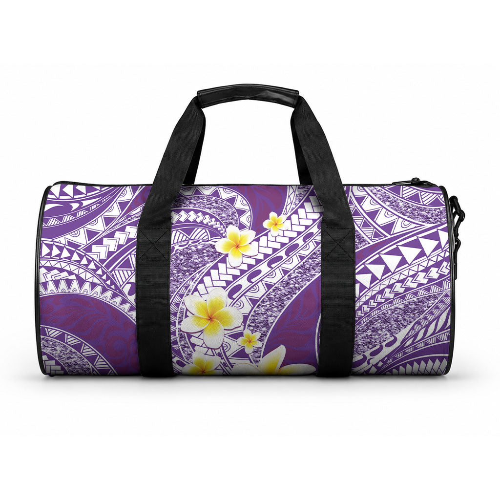 Plumeria Polynesian Purple Glitter Pattern Duffle Bag LT01 One size Purple - Polynesian Pride