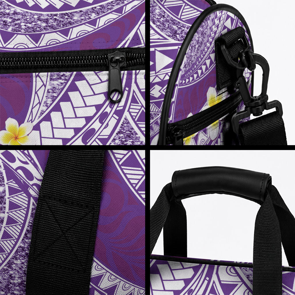 Plumeria Polynesian Purple Glitter Pattern Duffle Bag LT01 - Polynesian Pride