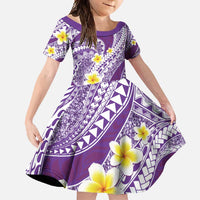 Plumeria Polynesian Purple Glitter Pattern Family Matching Tank Maxi Dress and Hawaiian Shirt