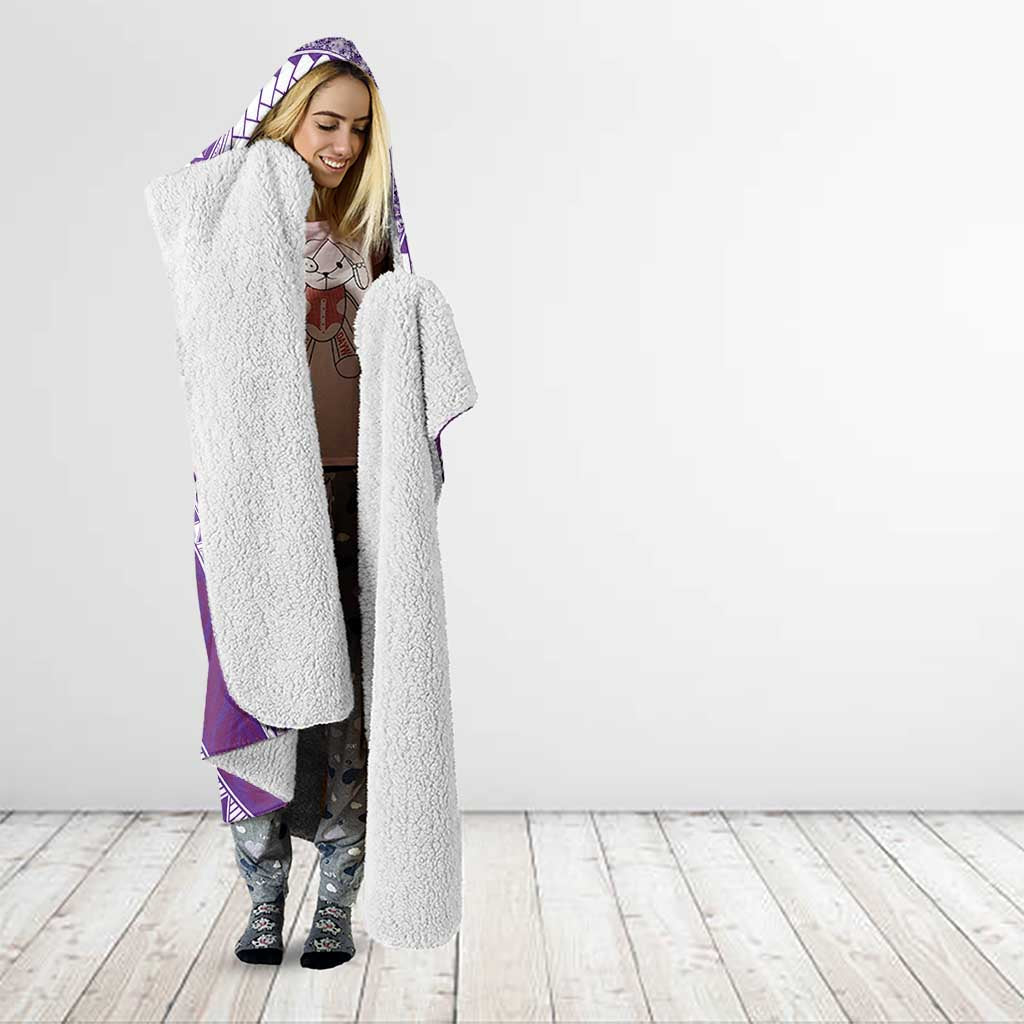 Plumeria Polynesian Purple Glitter Pattern Hooded Blanket