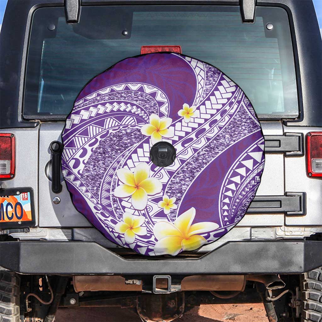 Plumeria Polynesian Purple Glitter Pattern Spare Tire Cover LT01 Purple - Polynesian Pride