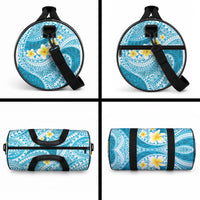 Plumeria Polynesian Sky Blue Glitter Pattern Duffle Bag LT01 - Polynesian Pride