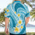 Plumeria Polynesian Sky Blue Glitter Pattern Hawaiian Shirt