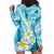 Plumeria Polynesian Sky Blue Glitter Pattern Hoodie Dress