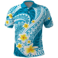 Plumeria Polynesian Sky Blue Glitter Pattern Polo Shirt