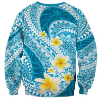 Plumeria Polynesian Sky Blue Glitter Pattern Sweatshirt