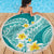 Plumeria Polynesian Teal Glitter Pattern Beach Blanket