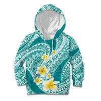 Plumeria Polynesian Teal Glitter Pattern Kid Hoodie LT01 Hoodie Teal - Polynesian Pride