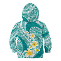 Plumeria Polynesian Teal Glitter Pattern Kid Hoodie LT01 - Polynesian Pride