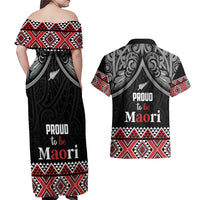 Aotearoa Toitu Te Tiriti Waitangi Couples Matching Off Shoulder Maxi Dress and Hawaiian Shirt Proud To Be Maori LT01 - Polynesian Pride