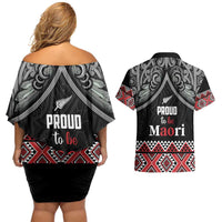 Aotearoa Toitu Te Tiriti Waitangi Couples Matching Off Shoulder Short Dress and Hawaiian Shirt Proud To Be Maori LT01 - Polynesian Pride