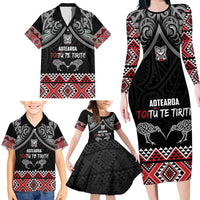 Aotearoa Toitu Te Tiriti Waitangi Family Matching Long Sleeve Bodycon Dress and Hawaiian Shirt Proud To Be Maori LT01 - Polynesian Pride