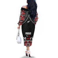 Aotearoa Toitu Te Tiriti Waitangi Family Matching Off The Shoulder Long Sleeve Dress and Hawaiian Shirt Proud To Be Maori LT01 - Polynesian Pride