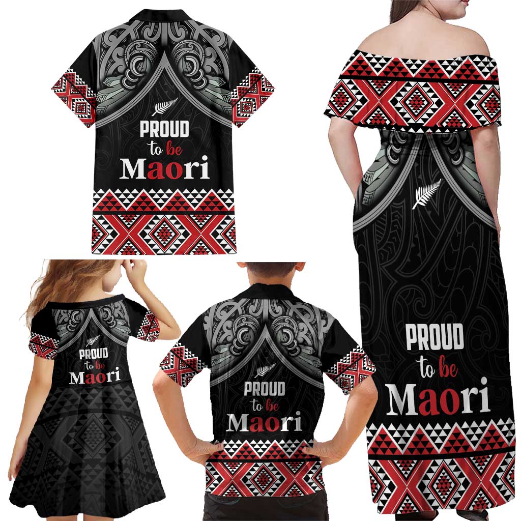 Aotearoa Toitu Te Tiriti Waitangi Family Matching Off Shoulder Maxi Dress and Hawaiian Shirt Proud To Be Maori LT01 - Polynesian Pride