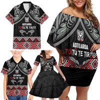 Aotearoa Toitu Te Tiriti Waitangi Family Matching Off Shoulder Short Dress and Hawaiian Shirt Proud To Be Maori LT01 - Polynesian Pride