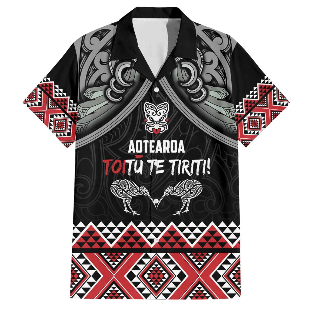 Aotearoa Toitu Te Tiriti Waitangi Family Matching Puletasi and Hawaiian Shirt Proud To Be Maori LT01 Dad's Shirt - Short Sleeve Black - Polynesian Pride