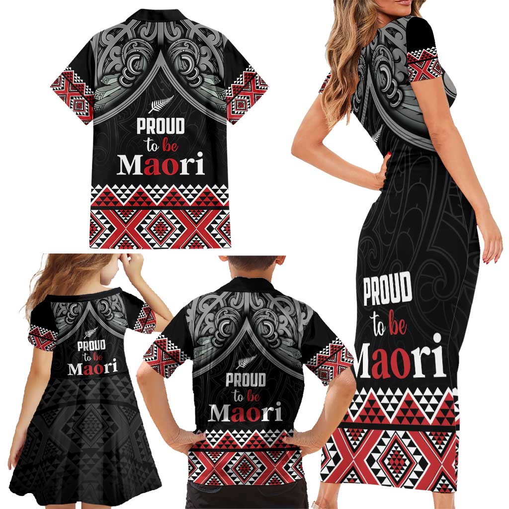 Aotearoa Toitu Te Tiriti Waitangi Family Matching Short Sleeve Bodycon Dress and Hawaiian Shirt Proud To Be Maori LT01 - Polynesian Pride