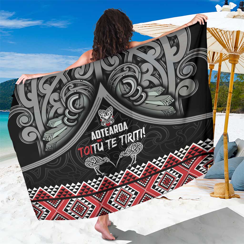 Aotearoa Toitu Te Tiriti Waitangi Sarong Proud To Be Maori LT01 One Size 44 x 66 inches Black - Polynesian Pride