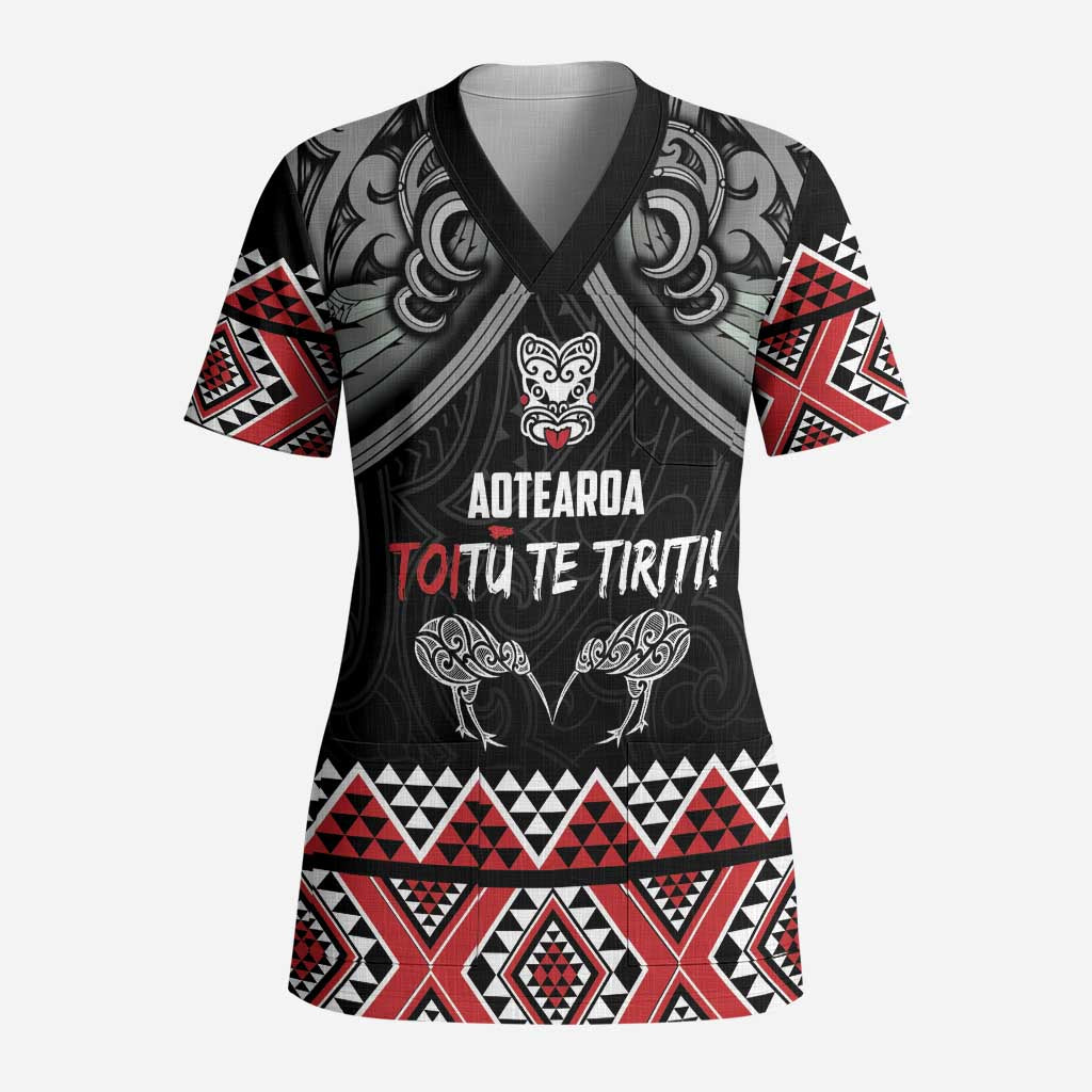 Aotearoa Toitu Te Tiriti Waitangi Scrub Top Proud To Be Maori - Polynesian Pride