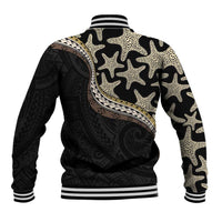 Beige Polynesian Starfish Unique Pattern Baseball Jacket