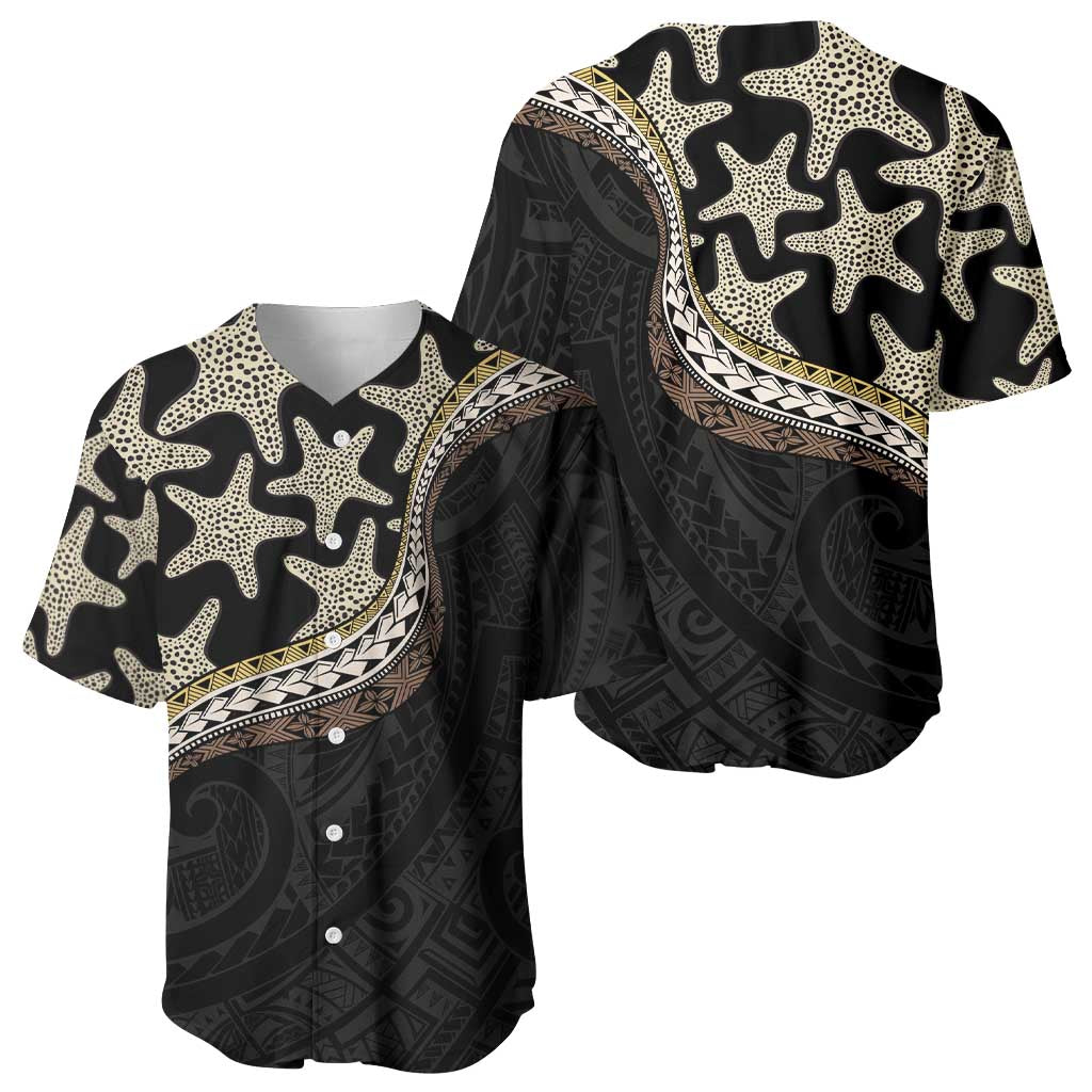 Beige Polynesian Starfish Unique Pattern Baseball Jersey