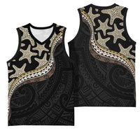 Beige Polynesian Starfish Unique Pattern Basketball Jersey