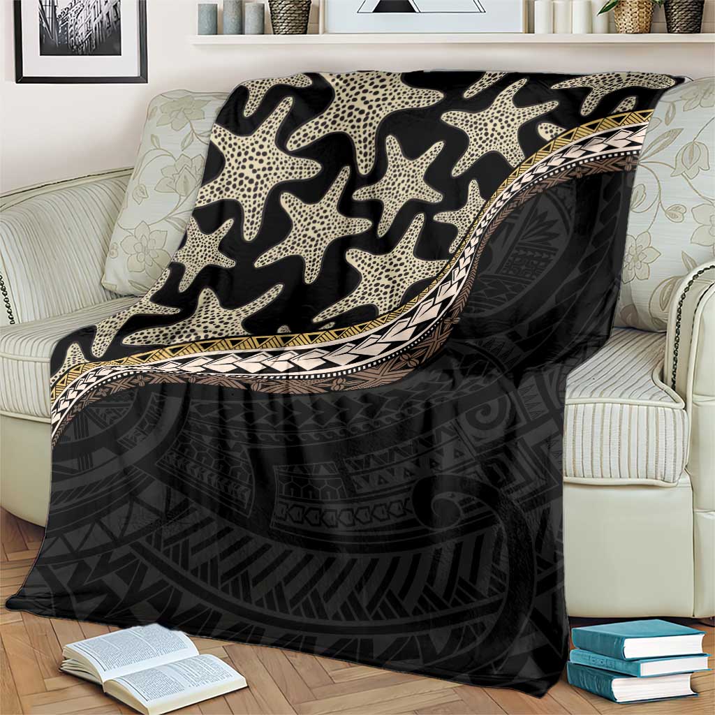 Beige Polynesian Starfish Unique Pattern Blanket
