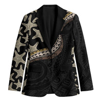 Beige Polynesian Starfish Unique Pattern Blazer