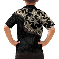 Beige Polynesian Starfish Unique Pattern Family Matching Mermaid Dress and Hawaiian Shirt LT01 - Polynesian Pride