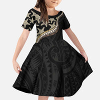 Beige Polynesian Starfish Unique Pattern Family Matching Mermaid Dress and Hawaiian Shirt LT01 Daughter's Dress Beige - Polynesian Pride